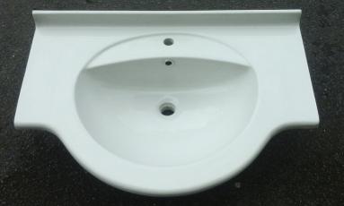 Large bow fronted 800mm vanity top basin white pergamon grey