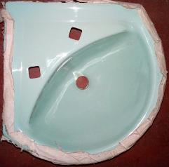 turquoise colour coronet corner wash basin