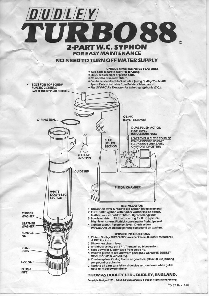 dudley turbo 88 syphon siphon toilet