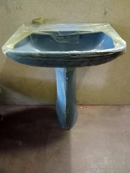 alpine blue colour basin pedestal sink