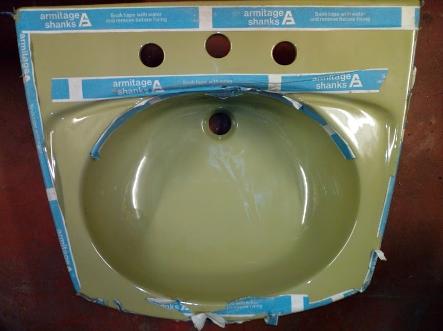 armitage shanks avocado colour three hole basin