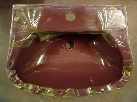 scalloped shell basin burgundy