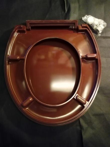 burgundy colour loo seat wrap over plastic