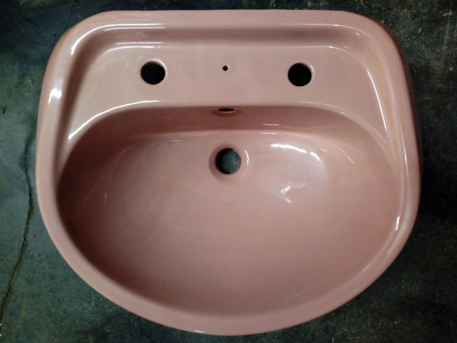 cameo pink colour basin sink two hole