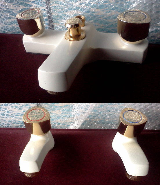 white gold bath shower mixer taps set