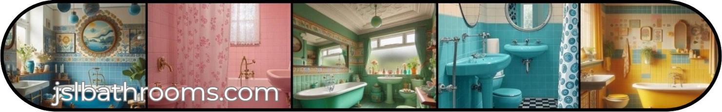 colour bathroom suites illustration uk