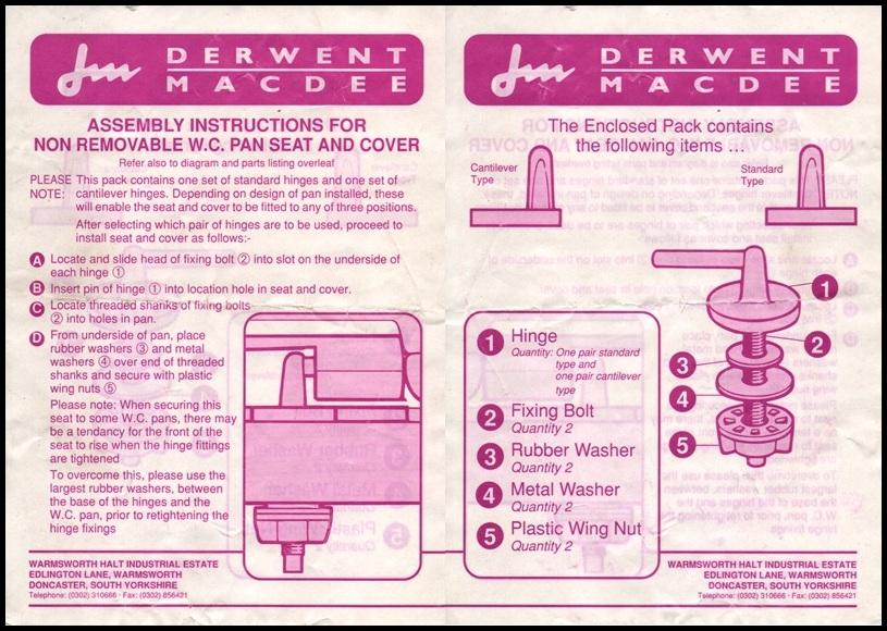 derwent macdee seat hinges fixing bolts