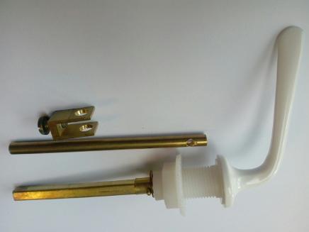 white brass metal cistern loo flush lever