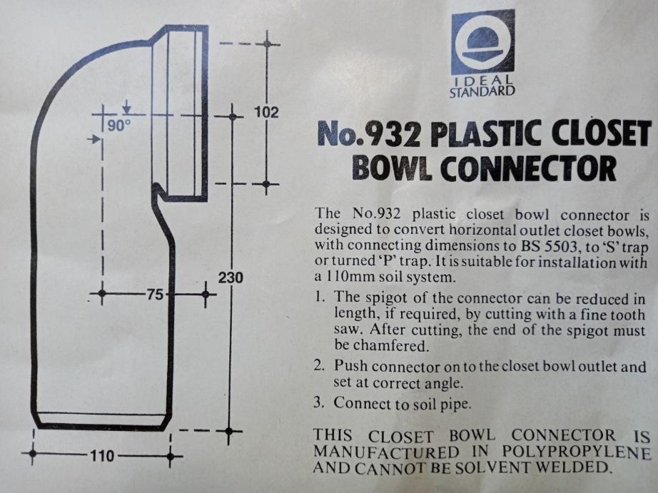no 932 ideal standard pan connector uk