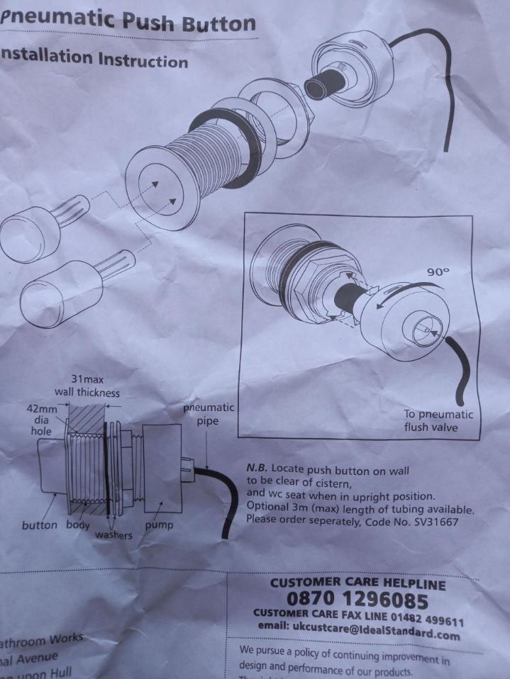 pneumatic push palm button wall wc