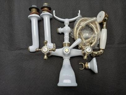 white gold victorian bath shower mixer