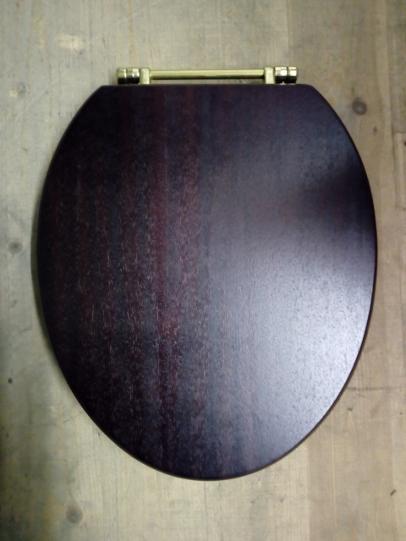 wooden toilet seat gold bar hinge dark