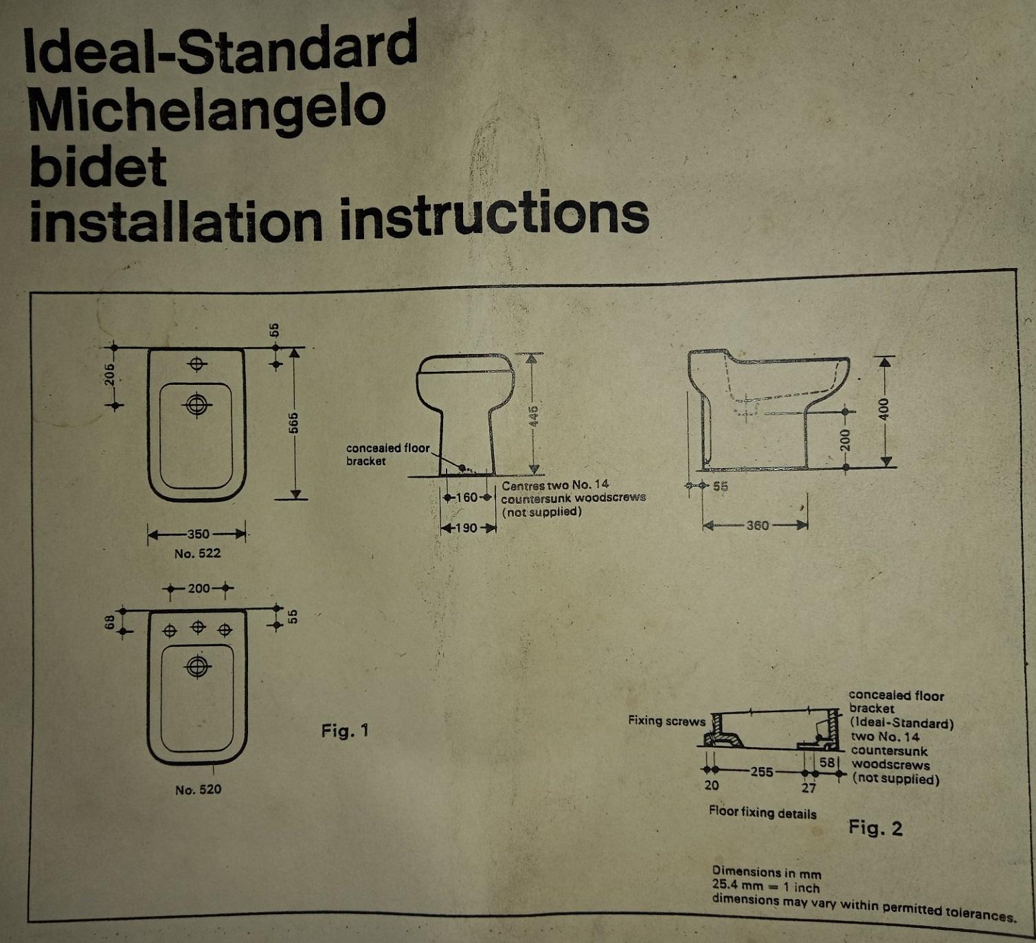 ideal standard michelangelo bidet