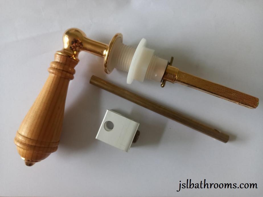 pine wood gold loo wc toilet flush handle