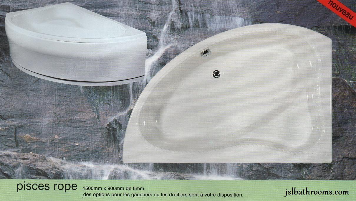 aquarius rope offset corner bath pisces