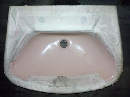 coral pink colour bathroom basin uk