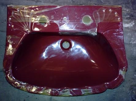 qualcast shell basin burgundy bathroom