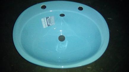 sky blue colour vanity bowl inset