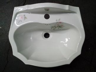 art deco light green decorated small basin flowers