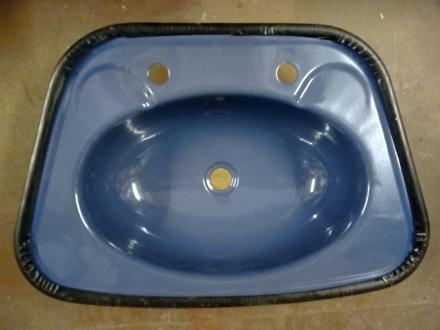 sorrento blue vanity metal steel inset bowl
