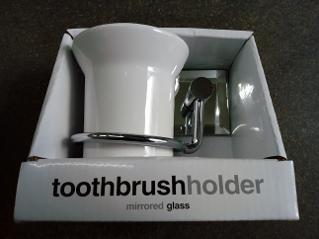 Toothbrush Holder Chrome Ceramic Mirrored Glass