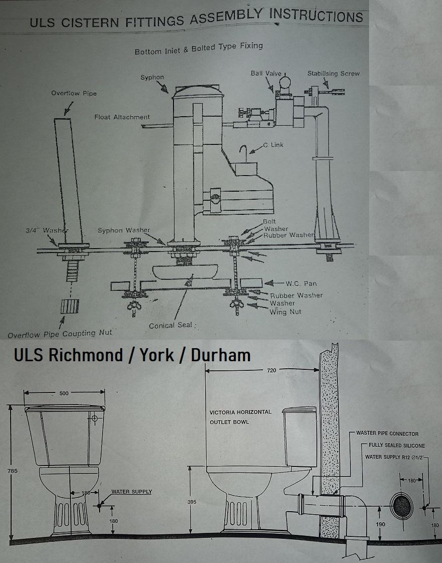 uls wc pan cistern york durham richmond