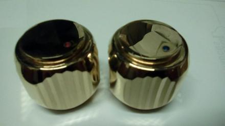 w. adams and sons mayfair brass gold dot blue red tap heads fluted lined